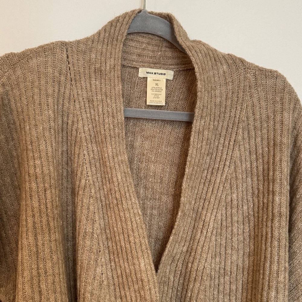 Max Studio Tan Ribbed Cardigan - Picture 3 of 7